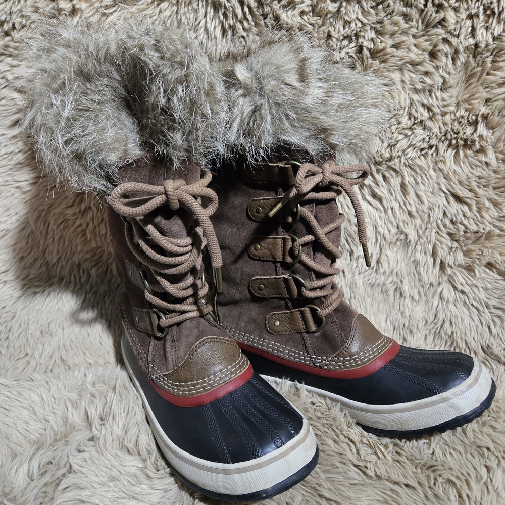 Sorel Brown and Black Winter Boots with Fur Trim